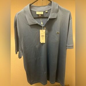 Lacoste Men's Polo Shirt Blue with Green Croc Logo